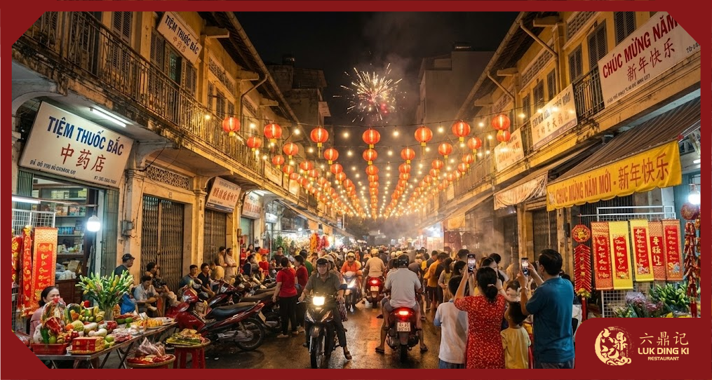 Ngày Tết, người Hoa thường treo rất nhiều đèn lồng đỏ để cầu mong một năm may mắn